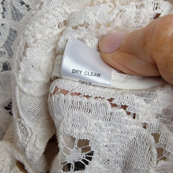 For Cynthia Blazer Jacket Small Cream Lace Gold Button Coquette - Picture 6 of 13